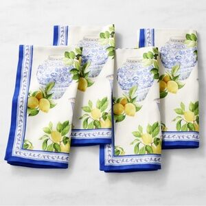 New Williams Sonoma Limone Dinner Napkins – Set of  8 NWT